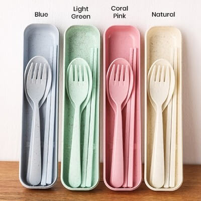 FREEMIUMS 3-in-1 Colour Eco-Wheat Cutlery Set GTTB022 3