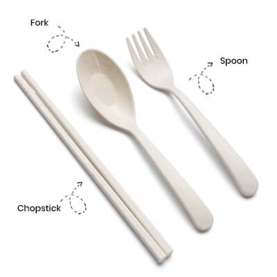 FREEMIUMS 3-in-1 Colour Eco-Wheat Cutlery Set GTTB022 4