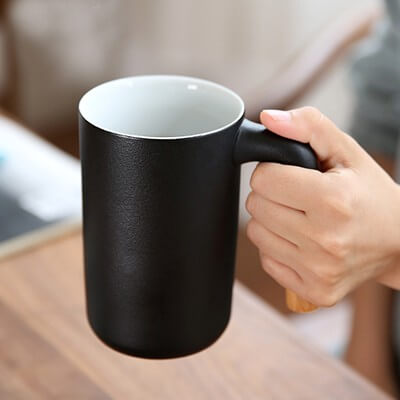 FREEMIUMS GTDW054-3 DESIGNER Ceramic Mug with Wooden Handle - 450ml