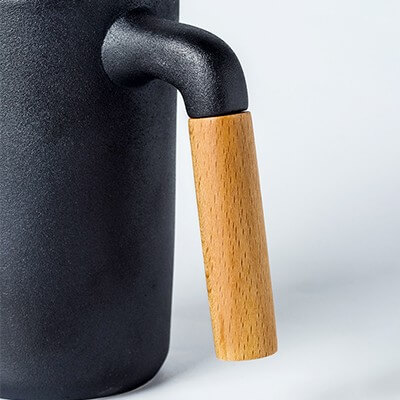 FREEMIUMS GTDW054-5 DESIGNER Ceramic Mug with Wooden Handle - 450ml