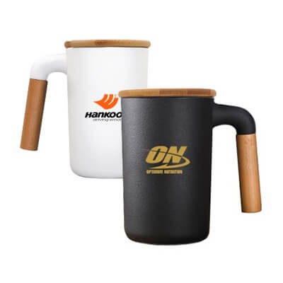 FREEMIUMS GTDW054-9 DESIGNER Ceramic Mug with Wooden Handle - 450ml