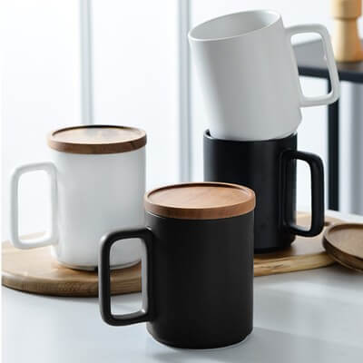 FREEMIUMS GTDW055-11 Wooden Cap Ceramic Mug - 450ml
