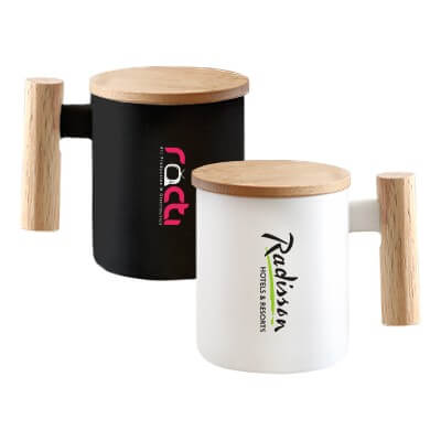 FREEMIUMS GTDW058-8 MOKKA Ceramic Wooden Handle Mug - 380ml