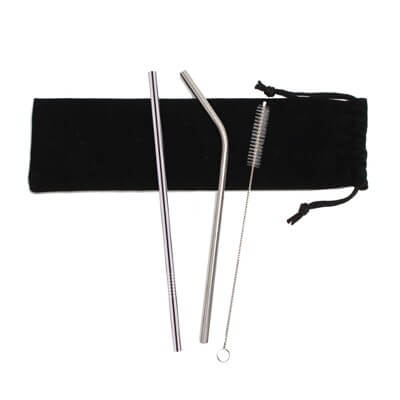 Freemiums GTTB004-1 3-in-1 Stainless Steel Drinking Straw Canvas Set-072 Stainless Steel Drinking Straw Canvas Set