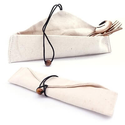 FREEMIUMS GTTB011-3 3-in-1 Rose Gold Cutlery and Straw Canvas Set