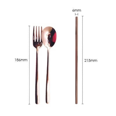 FREEMIUMS GTTB011-5 3-in-1 Rose Gold Cutlery and Straw Canvas Set
