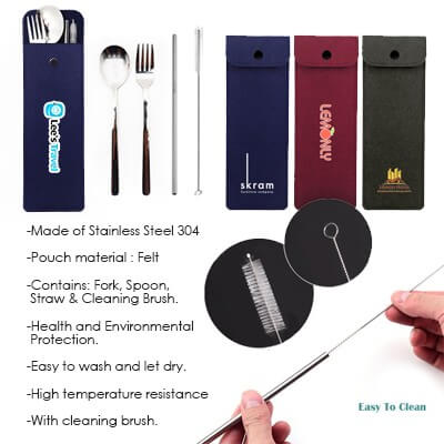 FREEMIUMS GTTB012-9 4-in-1 Cutlery Straw Felt Set