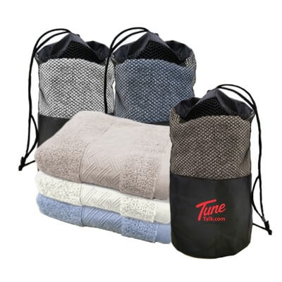 FREEMIUMS Pure Cotton Towel with Drawstring Pouch (74x34) - 100g GTTW10 -F072 PURE COTTON TOWEL WITH DRAWSTRING POUCH (74x34) - 100g GTTW10