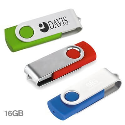 FREEMIUMS GTU05-3 Metal Swivel Rubber Coated USB Flash Drive - 16GB