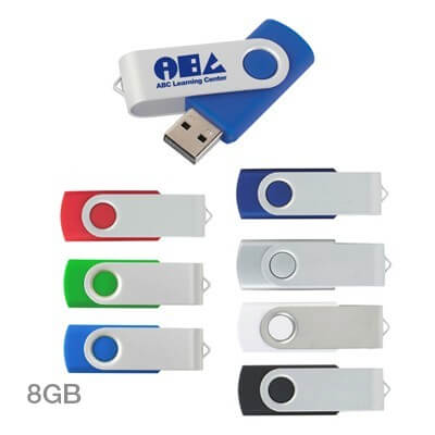FREEMIUMS GTUSB012-RS-10 Metal Swivel Rubber Coated USB Flash Drive - 8GB