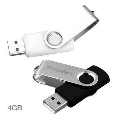FREEMIUMS GTUSB012-RS-4 Metal Swivel Rubber Coated USB Flash Drive - 8GB