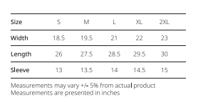 FREEMIUMS Size Chart